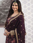 Trendy Traditional Party Wear Salwar Suit Purple Georgette Palazzo Straight Close-up View
